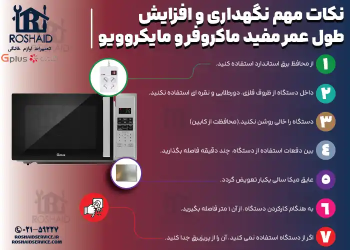 نکات مهم نگهداری و افزایش طول عمر مفید مایکروویو جی پلاس Gplus 